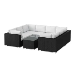 Loungegrupp Comfort Garden Bahamas U-formad utomhus loungegrupp med stängt avslut, 8-sits med bord