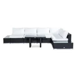 Loungegrupp Comfort Garden Bahamas 5-sits L-Soffa med Avslut och Utebord Utomhus