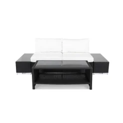 Loungegrupp Comfort Garden Bahamas 2-sits med Avslut och Bord med Hylla UtomhusSvart