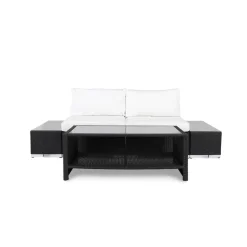 Loungegrupp Comfort Garden Bahamas 2-sits med Avslut och Bord med Hylla UtomhusSvart