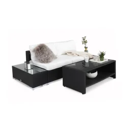 Loungegrupp Comfort Garden Bahamas 2-sits med Avslut och Bord med Hylla UtomhusSvart