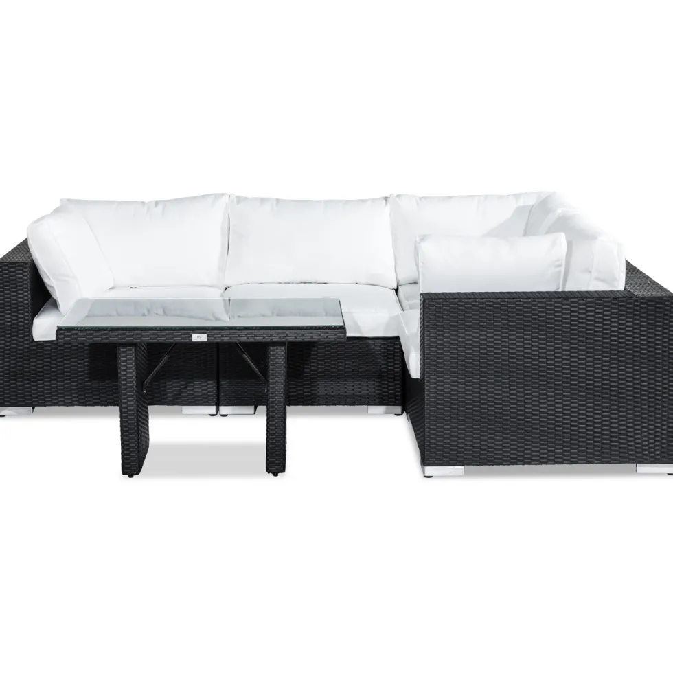Loungegrupp Comfort Garden Bahamas 4-sits Hörn med Soffbord 100x60 och Armstöd UtomhusSvart