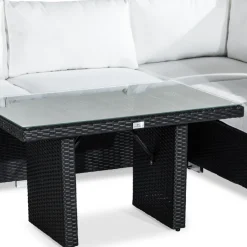 Loungegrupp Comfort Garden Bahamas 4-sits Hörn med Soffbord 100x60 och Armstöd UtomhusSvart