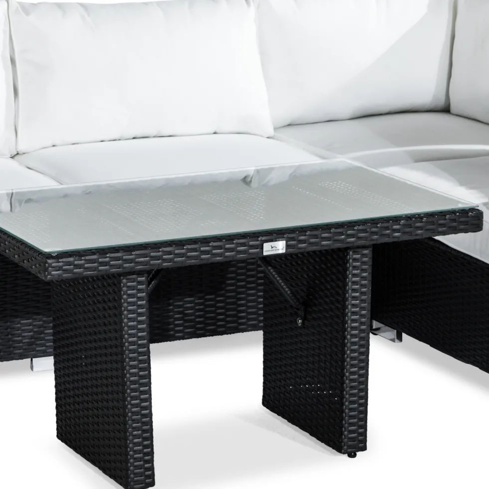 Loungegrupp Comfort Garden Bahamas 4-sits Hörn med Soffbord 100x60 och Armstöd UtomhusSvart