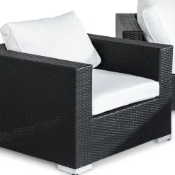 Loungegrupp Comfort Garden Bahamas 3-sits med Fåtölj och Soffbord 100x60 UtomhusSvart
