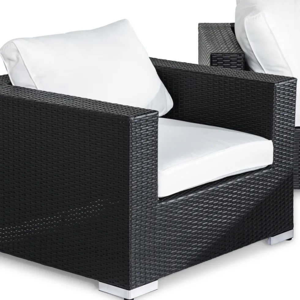 Loungegrupp Comfort Garden Bahamas 3-sits med Fåtölj och Soffbord 100x60 UtomhusSvart