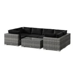 Loungegrupp Comfort Garden Bahamas U-formad utomhus loungegrupp med stängt avslut, 6-sits med bord