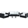 Loungegrupp Comfort Garden Bahamas 4-sits med 2 Fåtöljer och Soffbord 100x60 UtomhusSvart