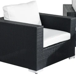 Loungegrupp Comfort Garden Bahamas 4-sits med 2 Fåtöljer och Soffbord 100x60 UtomhusSvart