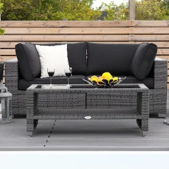 Loungegrupp Comfort Garden Bahamas Soffa 2-sits med Utebord m Hylla Utomhus