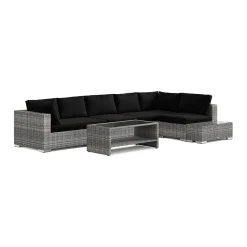 Loungegrupp Comfort Garden Bahamas utesoffa 6-sits vändbar schäslong med avslut och bord med hylla