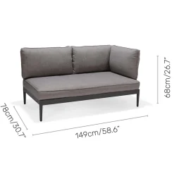Loungegrupp LifestyleGarden TOPAZ vänster/höger 2-sitssoffa x 2 + soffbord 73 cm