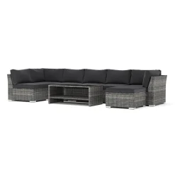 Loungesoffa Comfort Garden Wisconsin utomhus U-soffa 7-sits med vändbar divan