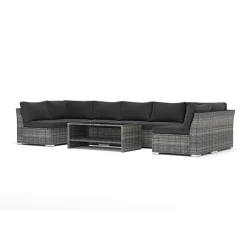 Loungesoffa Comfort Garden Wisconsin utomhus U-soffa 7-sits med öppet avslut