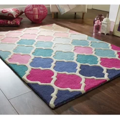 Luggmatta Flair Rugs Rosella Rosa/Blå Ull