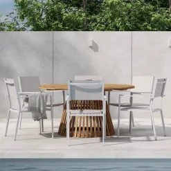 Matgrupp Comfort Garden Lakenview Matbord Rund 150 med 6 Las Vegas Karmstolar