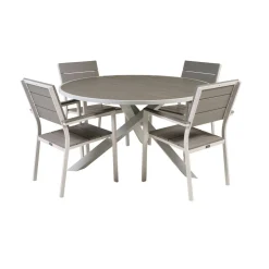 Matgrupp Comfort Garden Parma Matgrupp Utomhus Rund Ø140cm med 4 Levels Stapelbara Matstolar