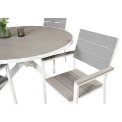 Matgrupp Comfort Garden Parma Matgrupp Utomhus Rund Ø140cm med 4 Levels Stapelbara Matstolar