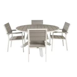 Matgrupp Comfort Garden Parma Matgrupp Utomhus Rund Ø140cm med 4 Levels Stapelbara Matstolar