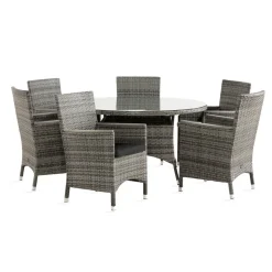 Matgrupp Comfort Garden Thor Matgrupp Utomhus Ø140 med 6 Fåtölj Lyx m Armstöd m Dyna