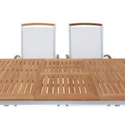 Matgrupp Hillerstorp Nydala 4 Karmstolar Teak/Vit