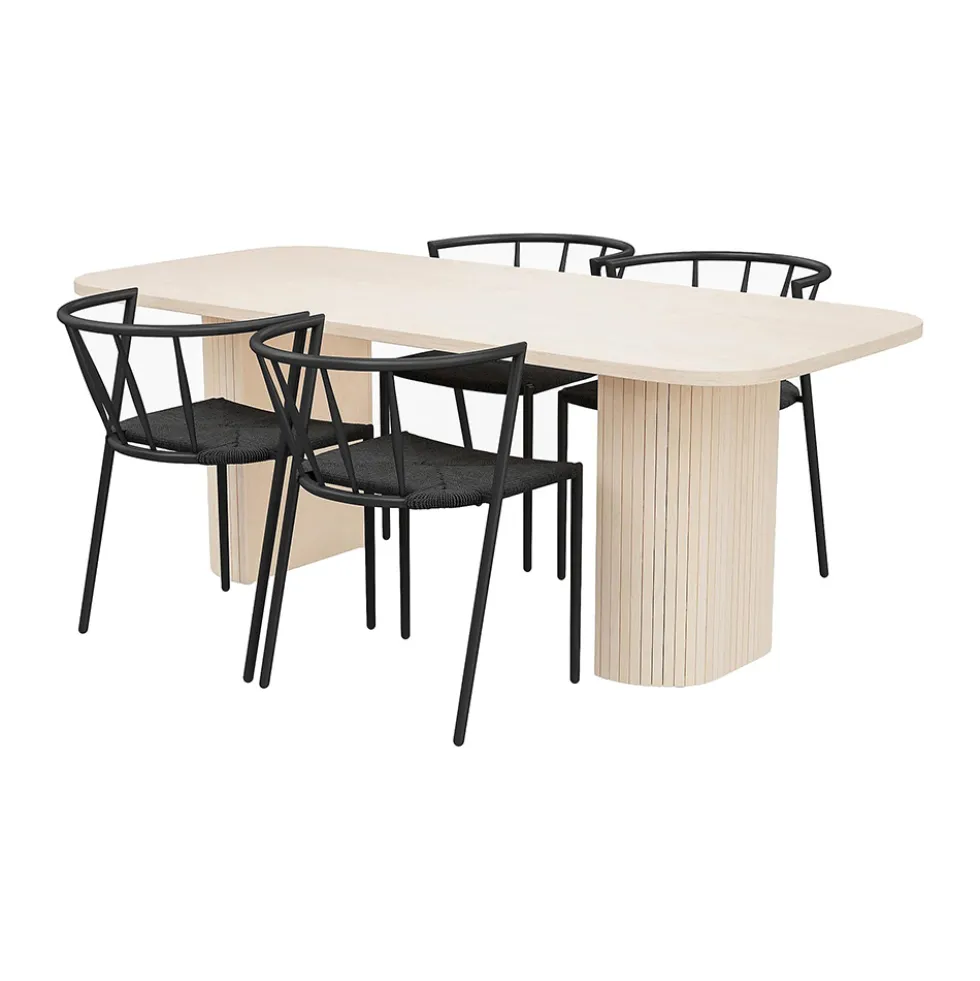 Matgrupp In Living Kopparbo med 4 st Winston stolarNatur/Svart