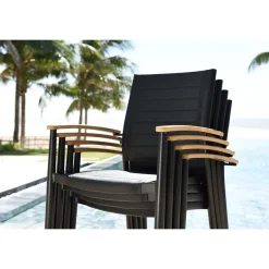 Matgrupp LifestyleGarden Portals 160 cm med 4 Lite StolarSvart/Teak