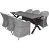 Matgrupp Utomhus Baltic Garden 190 cm bord & 6 Belize grå stolar