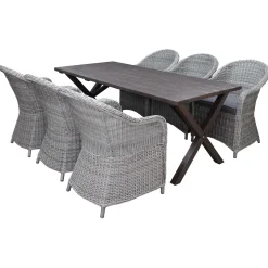 Matgrupp Utomhus Baltic Garden 190 cm bord & 6 Belize grå stolar