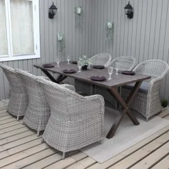 Matgrupp Utomhus Baltic Garden 190 cm bord & 6 Belize grå stolar