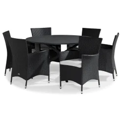 Matgrupp Utomhus Comfort Garden Alex Rund 140 med 6 Utefåtölj ThorVita Dynor