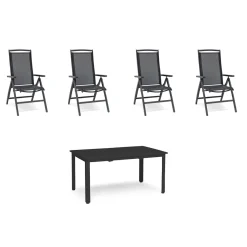 Matgrupp Utomhus Hillerstorp Nydala 4st Positionsfåtöljer med Förläningsbart Trädgårdsbord 90x150-200 cm