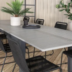 Matgrupp Utomhus Venture Home Aleyna 224 med 8 Leon Stapelbara Trädgårdsstolar