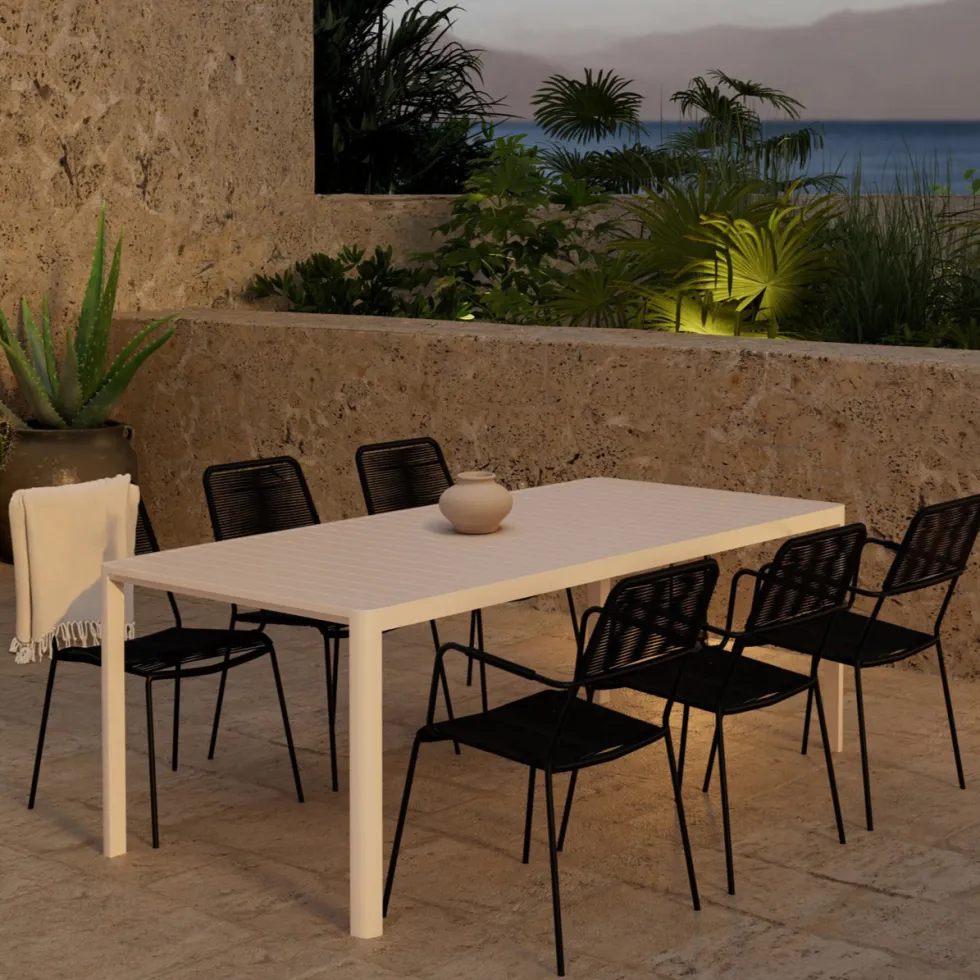 Matgrupp Utomhus Venture Home Giardini 90x200 cm med 6 st Lindos Trädgårdsstolar