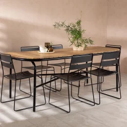 Matgrupp Utomhus Venture Home Holmbeck Bord med 6 Lina Trädgårdsstolar