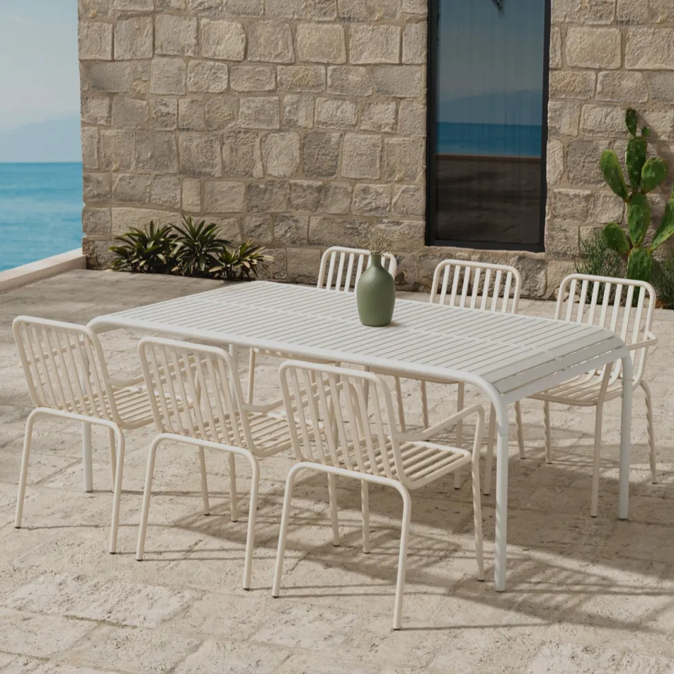 Matgrupp Utomhus Venture Home Borneo 100x200 cm med 6 st Peking Trädgårdsstolar