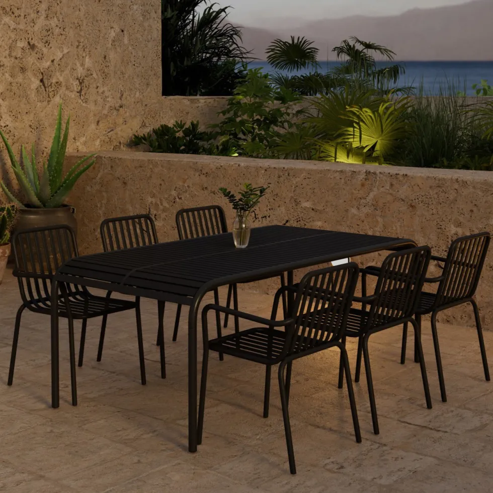 Matgrupp Utomhus Venture Home Borneo 100x200 cm med 6 st Peking Trädgårdsstolar