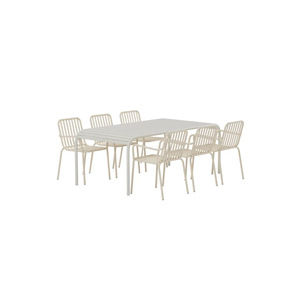 Matgrupp Utomhus Venture Home Borneo 100x200 cm med 6 st Peking Trädgårdsstolar