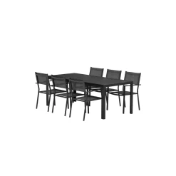 Matgrupp Utomhus Venture Home Mirko 90x205 cm med 6 st Copacabana Trädgårdsstolar