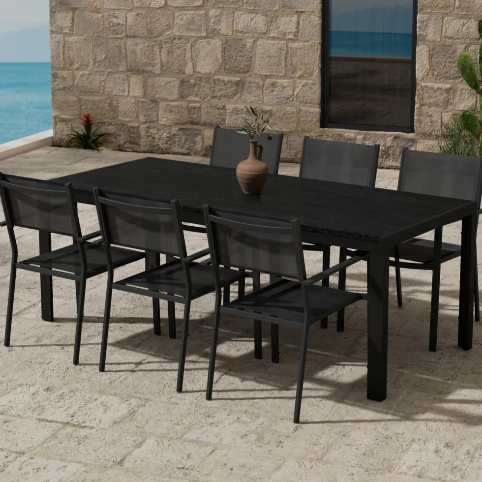 Matgrupp Utomhus Venture Home Mirko 90x205 cm med 6 st Copacabana Trädgårdsstolar