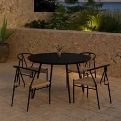 Matgrupp Utomhus Venture Home SanVito Ø120 cm med 4 st Alfons Trädgårdsstolar