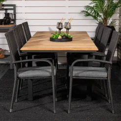 Matgrupp Utomhus Venture Home Meya 160/240 med 8 Asta Trädgårdsstolar