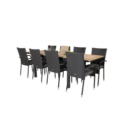 Matgrupp Utomhus Venture Home Meya 160/240 med 8 Asta Trädgårdsstolar