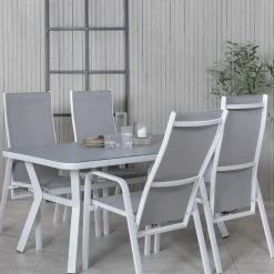 Matgrupp Utomhus Venture Home Vyn Vit med 4 Curz Trädgårdsstolar