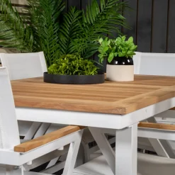 Matgrupp Utomhus Venture Home Perla 160/240 med 6 Meya TrädgårdsstolarBlanka Ben
