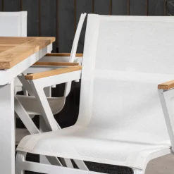 Matgrupp Utomhus Venture Home Perla 160/240 med 6 Meya TrädgårdsstolarBlanka Ben