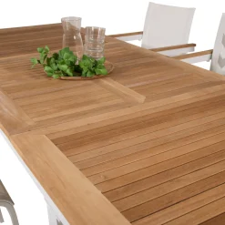 Matgrupp Utomhus Venture Home Perla 160/240 med 6 Meya TrädgårdsstolarBlanka Ben