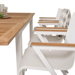 Matgrupp Utomhus Venture Home Perla 160/240 med 6 Meya TrädgårdsstolarBlanka Ben