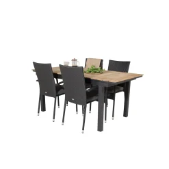 Matgrupp Utomhus Venture Home Meya 160/240 med 4 Asta Trädgårdsstolar