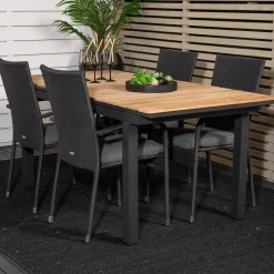 Matgrupp Utomhus Venture Home Meya 160/240 med 4 Asta Trädgårdsstolar